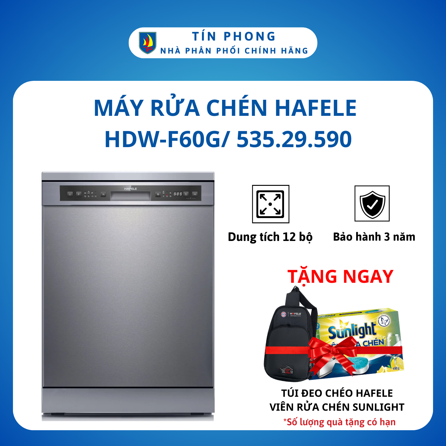 Máy rửa chén độc lập hafele hdw-f60g/ 535.29.590