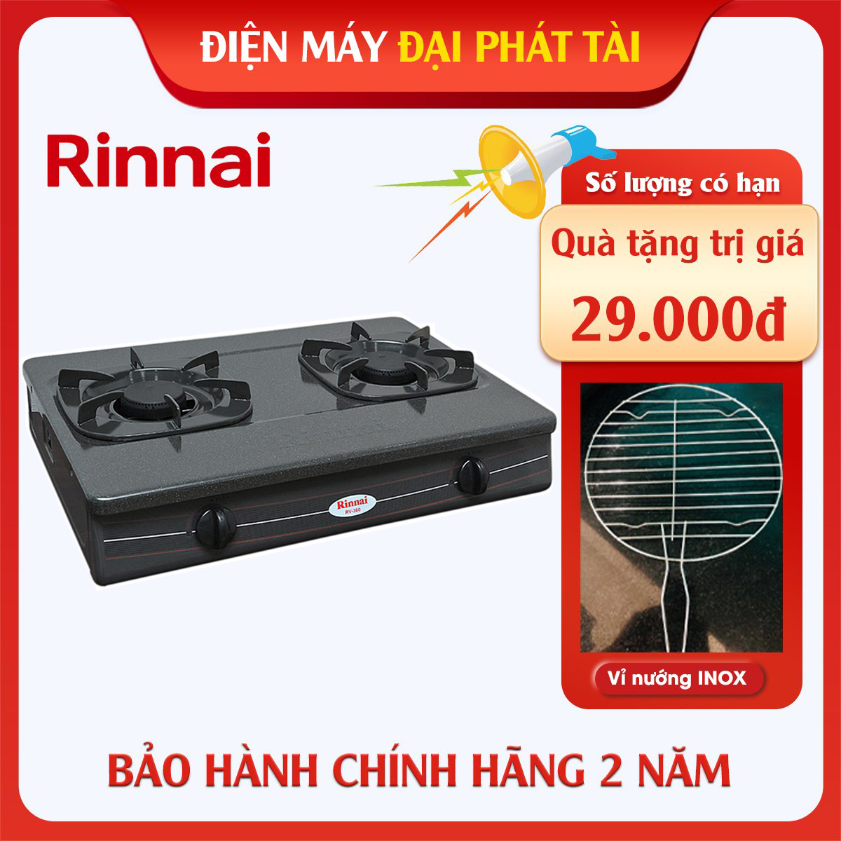 Bếp gas đôi rinnai rv-360 gmn