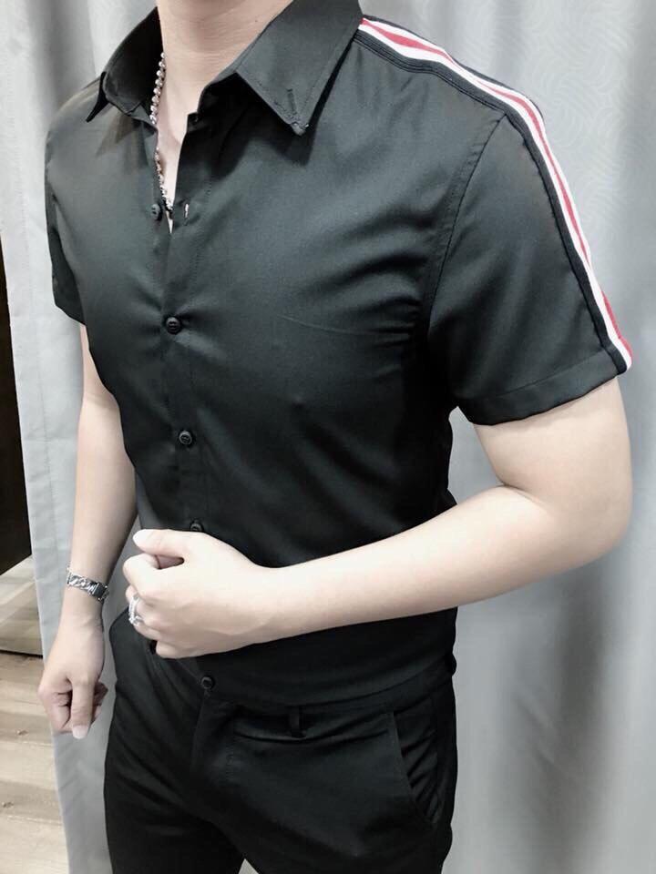 ÁO SƠ MI NAM TAY NGẮN HÀN QUỐC THÊU LOGO CÁ TÍNH DAFASHION