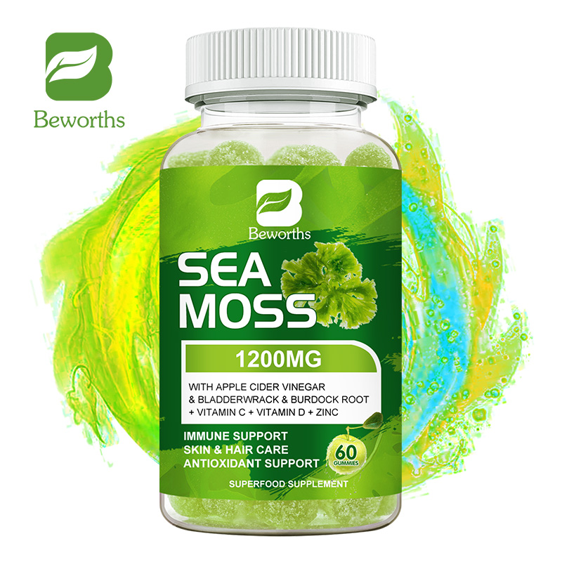 BEWORTHS Kẹo dẻo hữu cơ Sea Moss giúp miễn dịch Hỗ trợ tuyến giáp & khớp cho người lớn và trẻ em