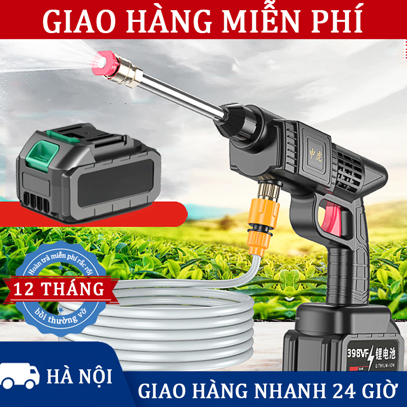 Máy rửa xe cầm tay pin,Máy rửa xe chạy pin áp lực cao,Máy rửa xe gia đình mini,Máy rửa xe bằng pin không chổi than,công suất 600w,3 chế độ phun rửa,Bảo hành tháng 1 đổi 1