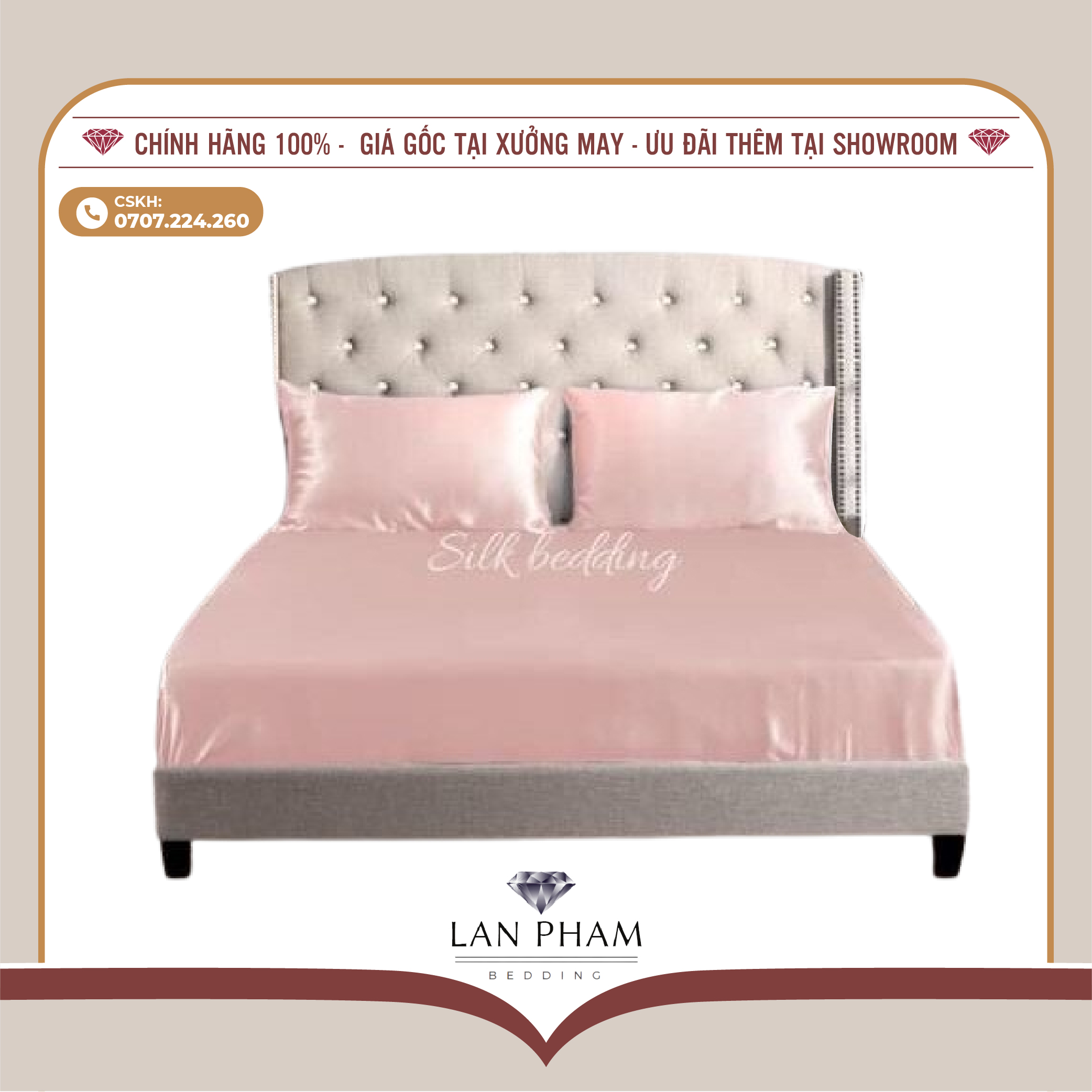 GA - DRAP GIƯỜNG LẺ PHI LỤA HỒNG PHẤN LAN BEDDING