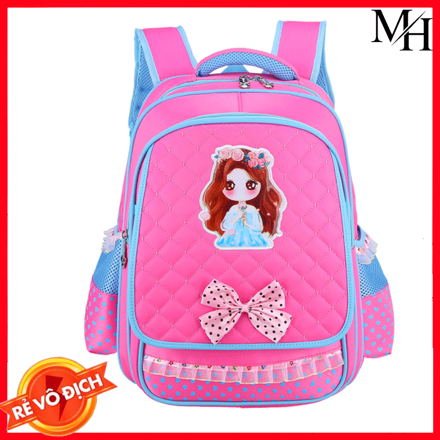 [ĐỦ SIZE CHO BÉ CÁC LỚP] Cặp Balo học sinh công chúa chống gù lưng chống thấm nước cho bé nữ cấp 1 cấp 2, vải Polyester siêu nhẹ có khả năng chống bụi, chống thấm nước