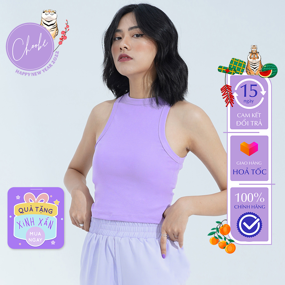 Áo croptop Choobe vải cotton cao cấp ba lỗ nữ sát nách form ôm thun co giãn thoáng mát A26