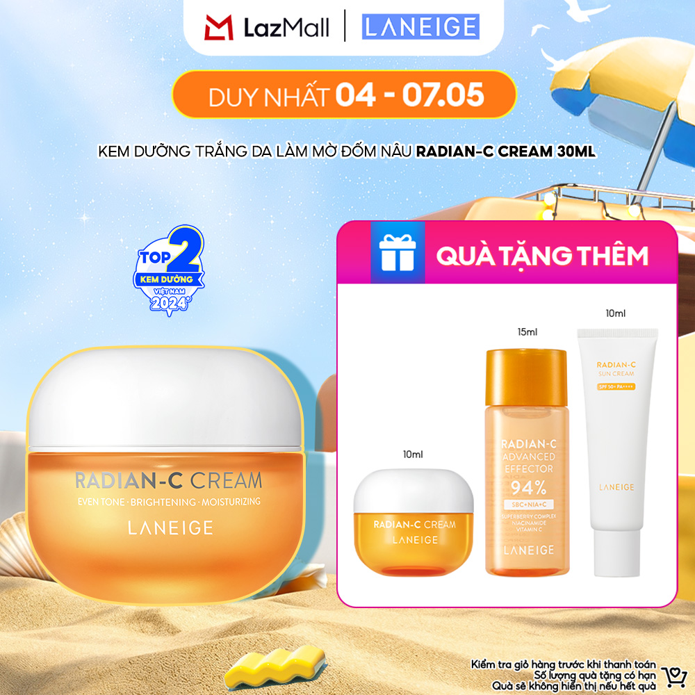 Kem Dưỡng Sáng Da Mờ Đốm Nâu Vượt Trội Hiệu Quả Sau 3 Ngày Laneige Radian-C Cream 30ML