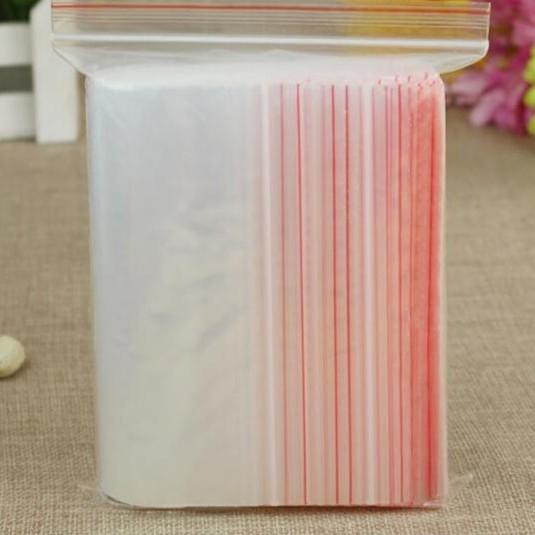 Túi zipper trong chỉ đỏ pe size 12x17cm ...1kg