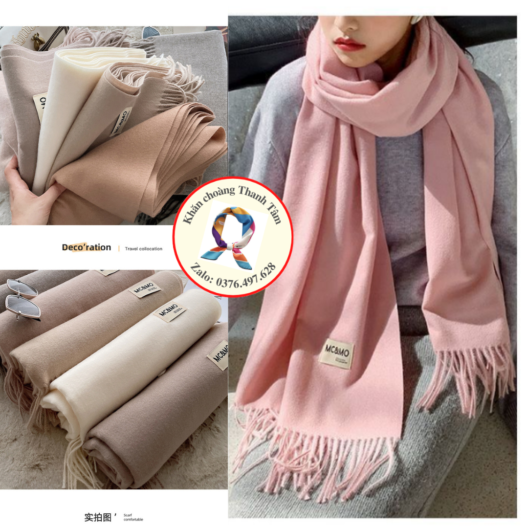 Khăn dạ MC&MO quàng cổ nam nữ khăn choàng cashmere trơn màu cao cấp 200x70cm