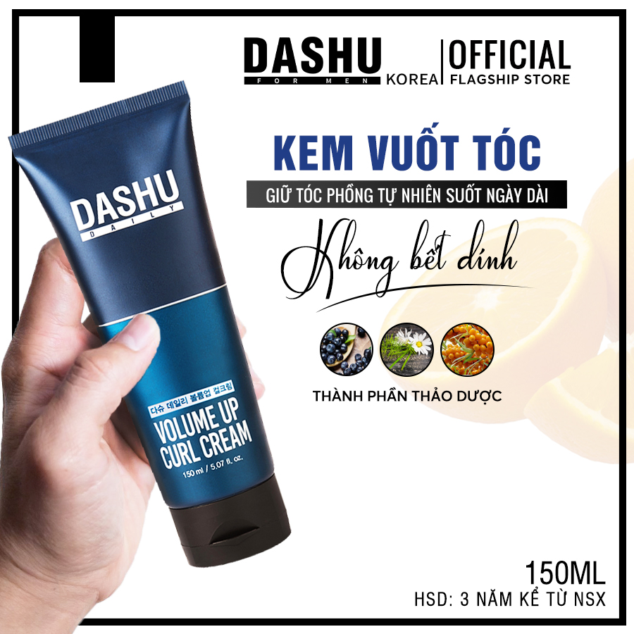 Kem làm phồng tóc 3 in 1(uốn + tinh chất dưỡng + sáp tóc) Dashu daily volume up curl cream 150ml, triết xuất thực vật, thảo mộc tự nhiên, phồng từ chân tóc, rất tốt cho tóc dập phồng, cúp, uốn, ép, duỗi phồng cả tóc ngắn và tóc dài.
