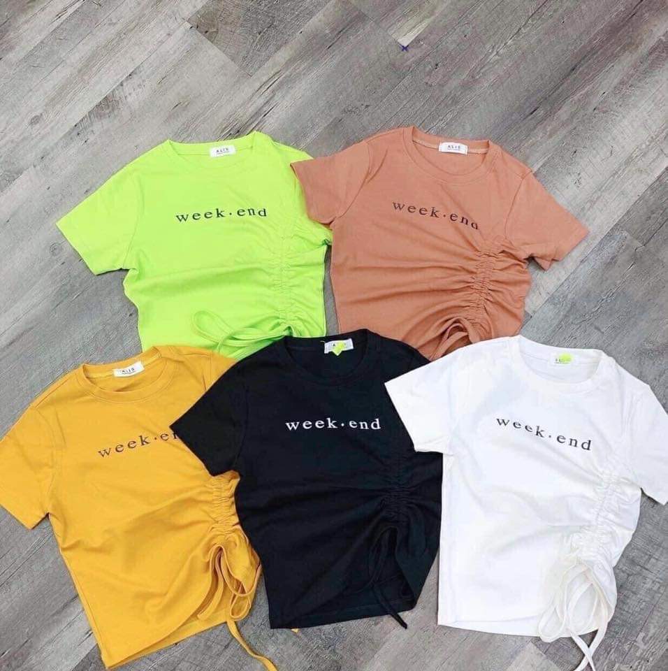 Áo croptop nữ rút dây bên eo chất thun bozip loại 1 tp77