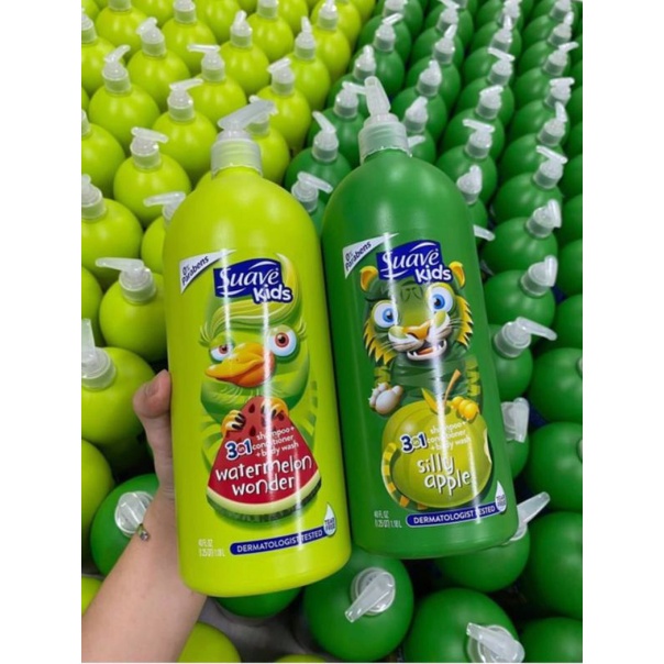 Sữa tắm gội suave kids 3in1 chai vòi 1.18l