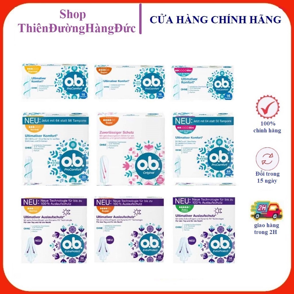 Tampon, Băng vệ sinh Tampon Ob Procomfort, băng vệ sinh dạng nút chai, nội địa Đức