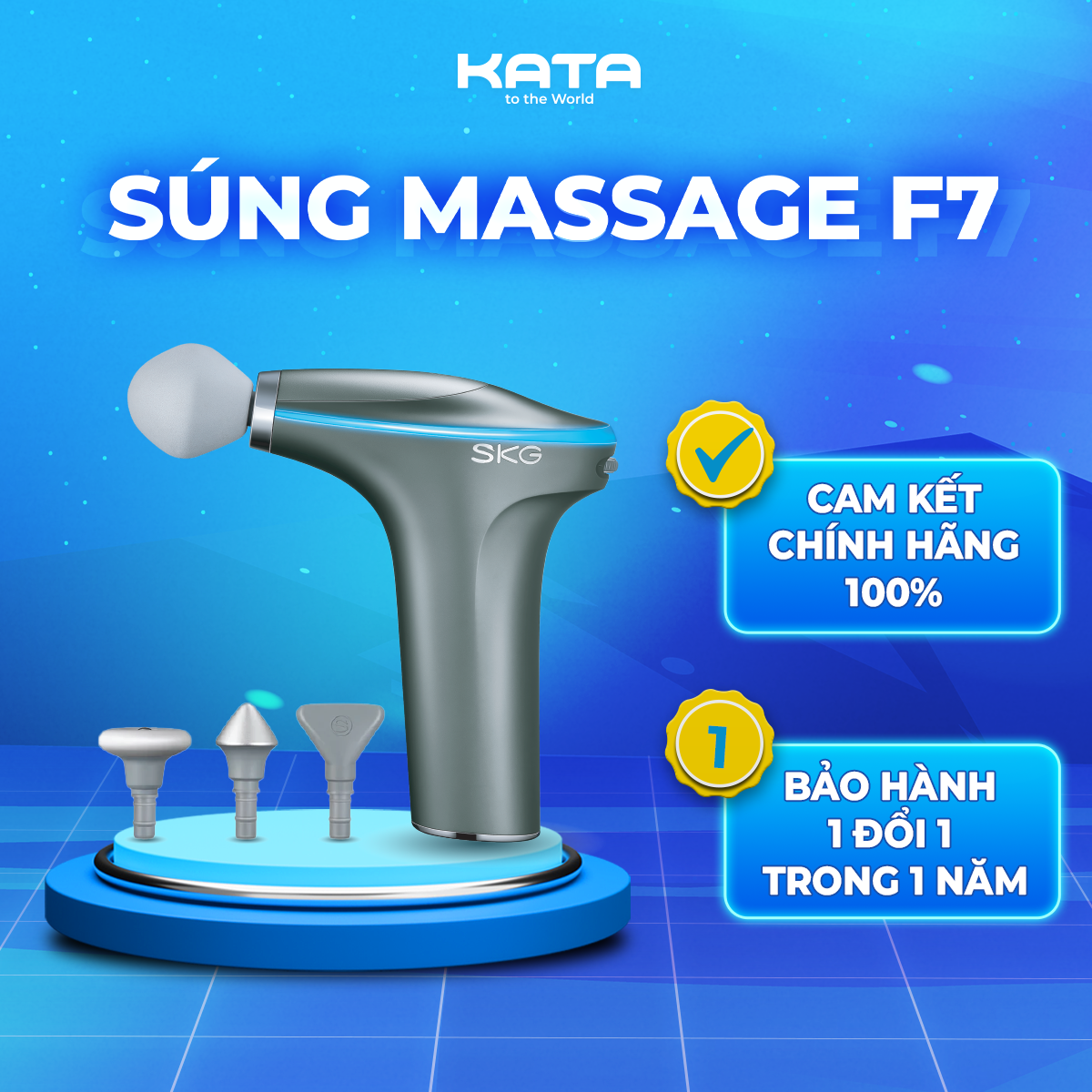 Súng massage cầm tay kata skg f7 giúp giãn cơ giảm đau - hàng chính hãng | kata technology