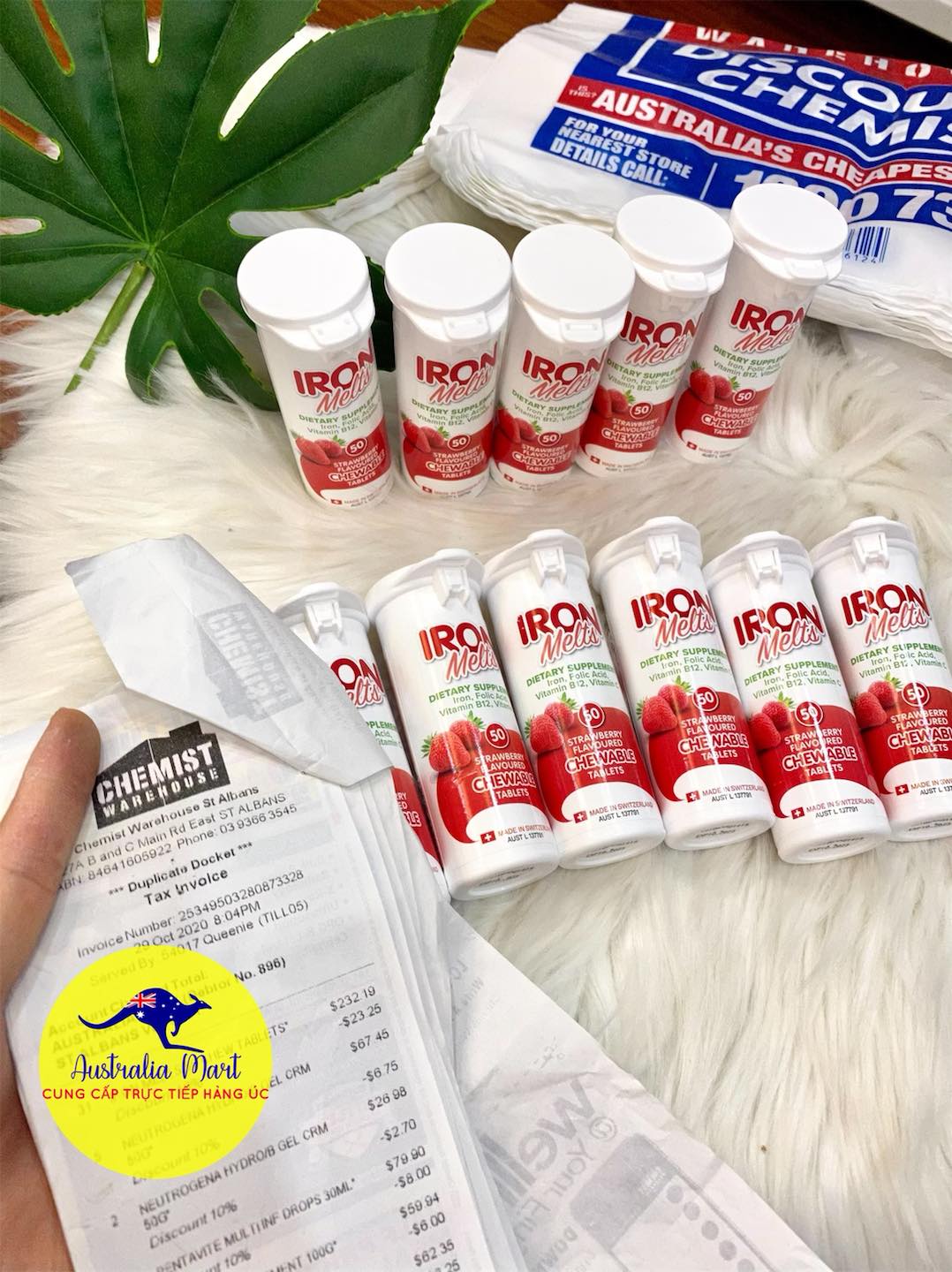 Iron Melts - Sắt ngậm vị dâu Melts úc 50v