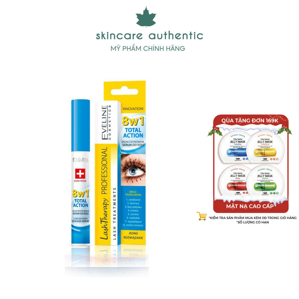 Tinh Chất Dưỡng Mi Eveline 8 in 1 Total Action Lash Therapy professional dưỡng mi eveline cực chính hãng