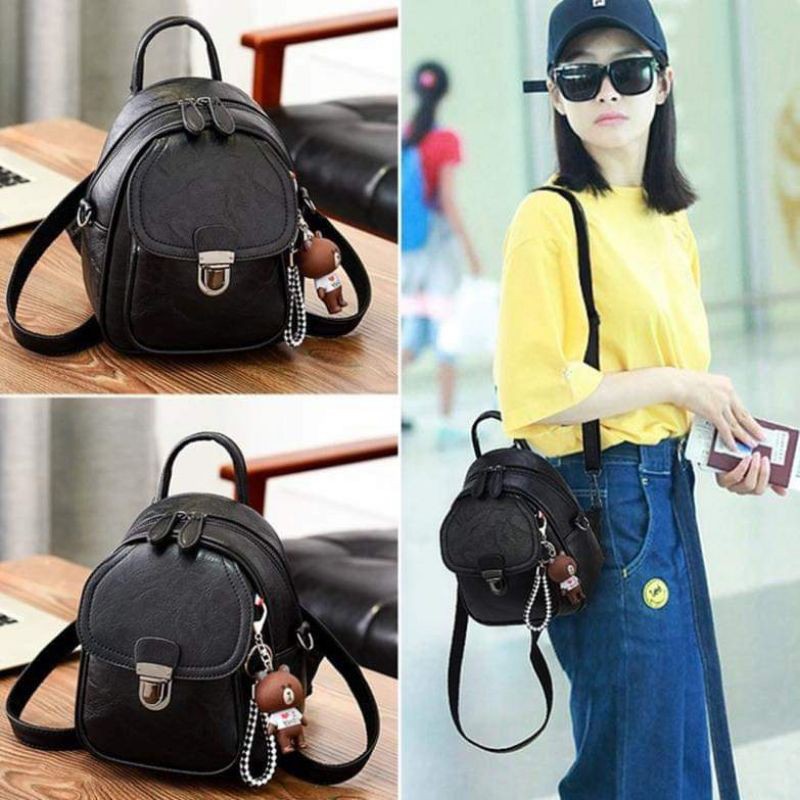 Ba Lô Túi Da Mềm Balo Nữ Kết Hợp Dây Dài Đeo 2 Kiểu