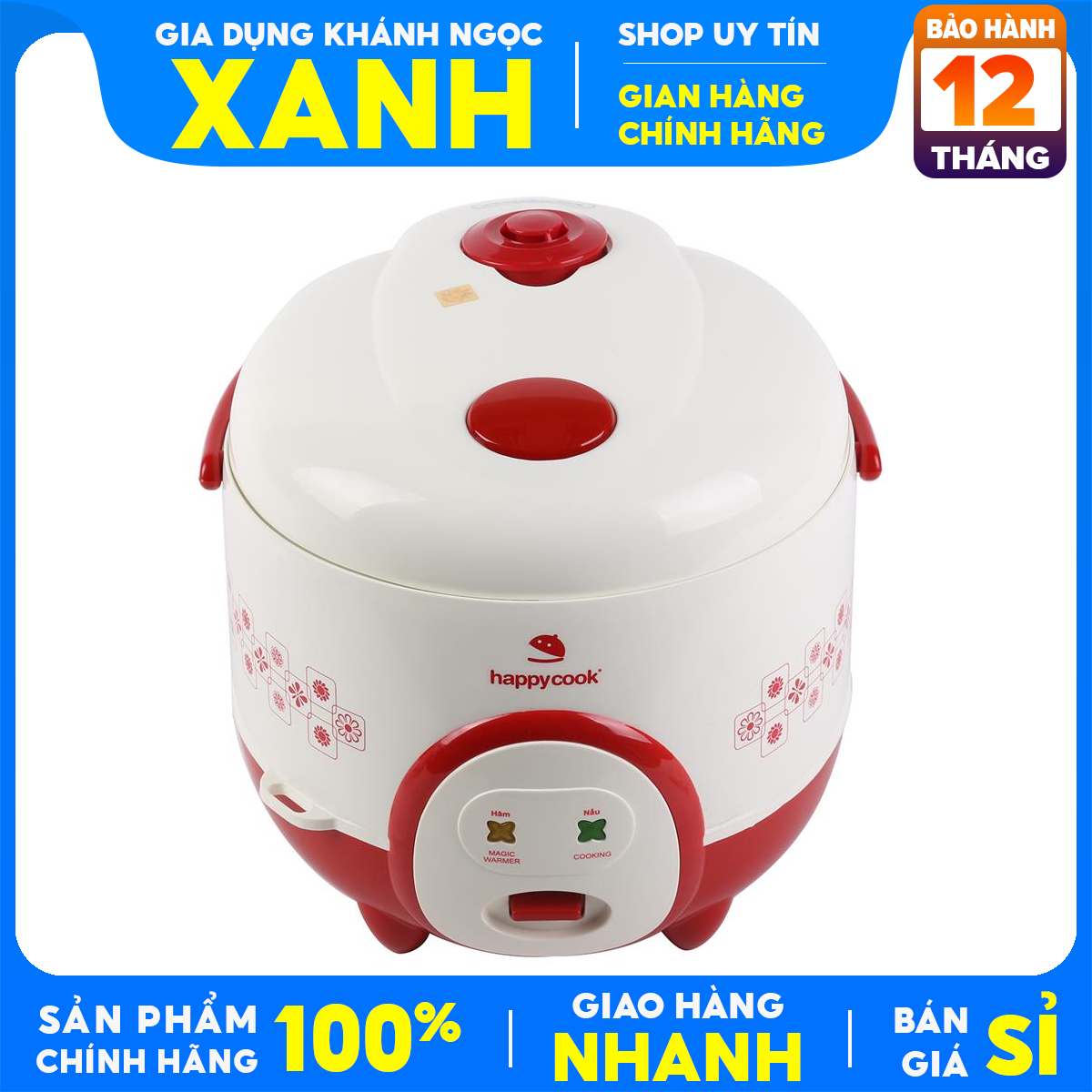 Nồi cơm điện happycook 1.8 lít hc-180a / 1.2 lít hàng trưng bày 98% sử dụng 4-6 người ăn, lòng phủ chống dính - bh 12 tháng
