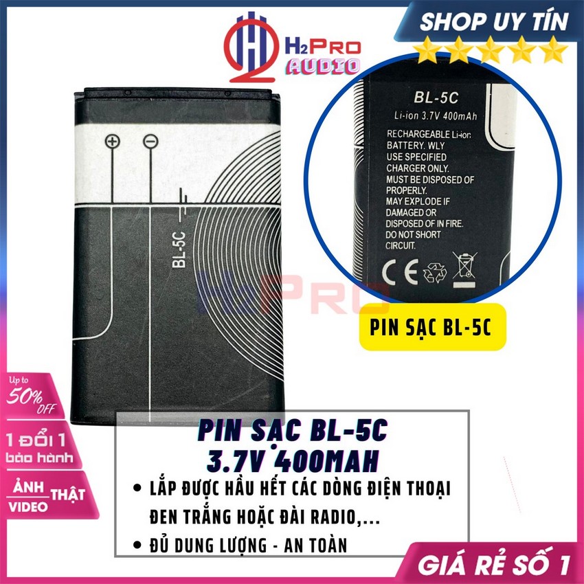 Pin Sạc BL-5C 3.7V 400Mah Cao Cấp, Chuẩn Dung Lượng, An Toàn Khi Sử Dụng (1 Viên), Pin Sạc BL-5C Chính Hãng-H2Pro Audio