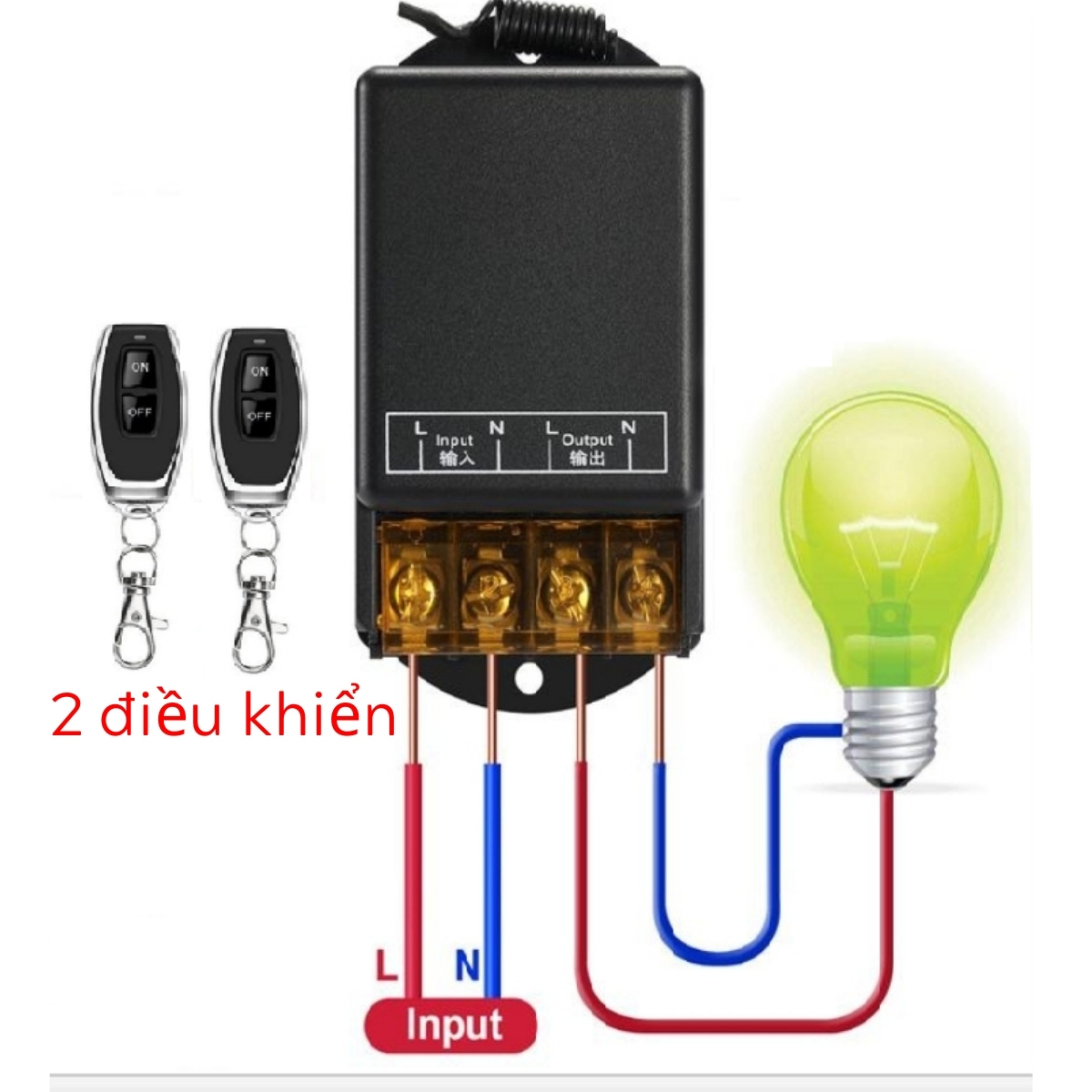 Bộ công tắc điều khiển từ xa rf không dây 433mhz 100m 30a/220v bật tắt bơm nước - máy rửa xe - bật đèn từ xa
