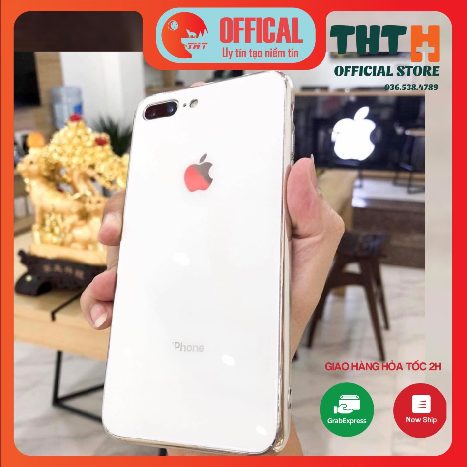 Ốp lưng kính cho iPhone 6/6S/6 Plus/6SPlus/7/8/7plus/8plus/x/xsmax Hình Táo Loại Cao Cấp