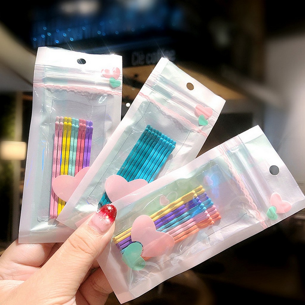 Kẹp tăm nhiều màu vỉ 10 cái dạng tăm hàng cao cấp - Phụ kiện tóc LOTZ T011