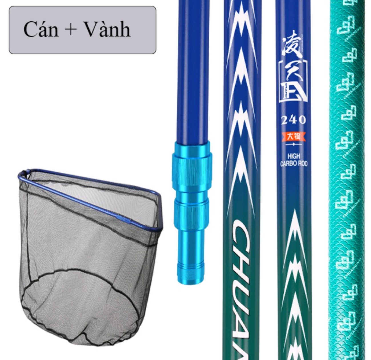 Vợt Cá Carbon Săn Hàng Thương Hiệu CHUANG WEI Vành Tam Giác vớt cá chuyên dụng KK-32