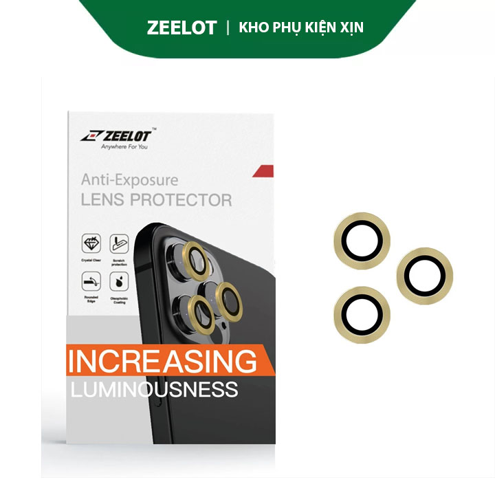Kính cường lực camera ZEELOT cho iPhone 12 Pro / 12 Pro Max  viền Titanium