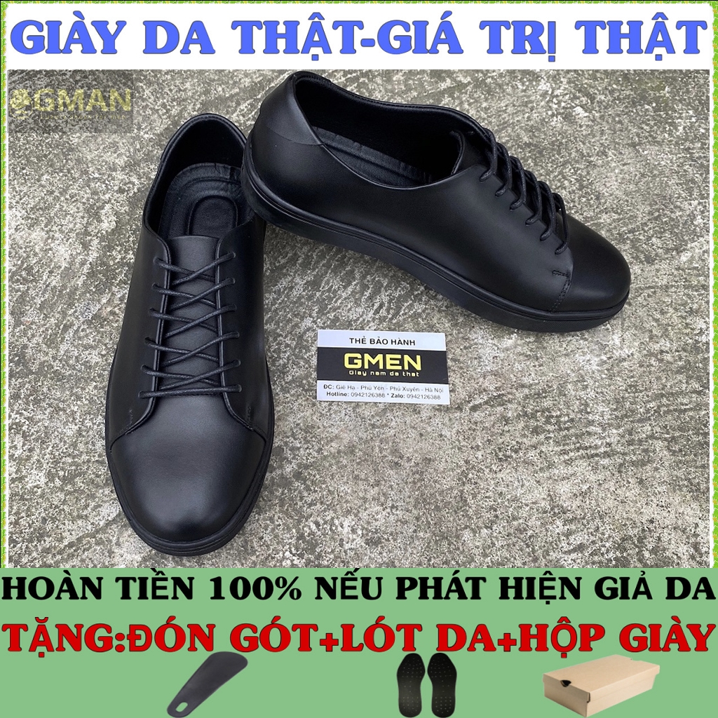 Giày da nam buộc dây da bò cao cấp đế cao su khâu chỉ bền bỉ TK0116