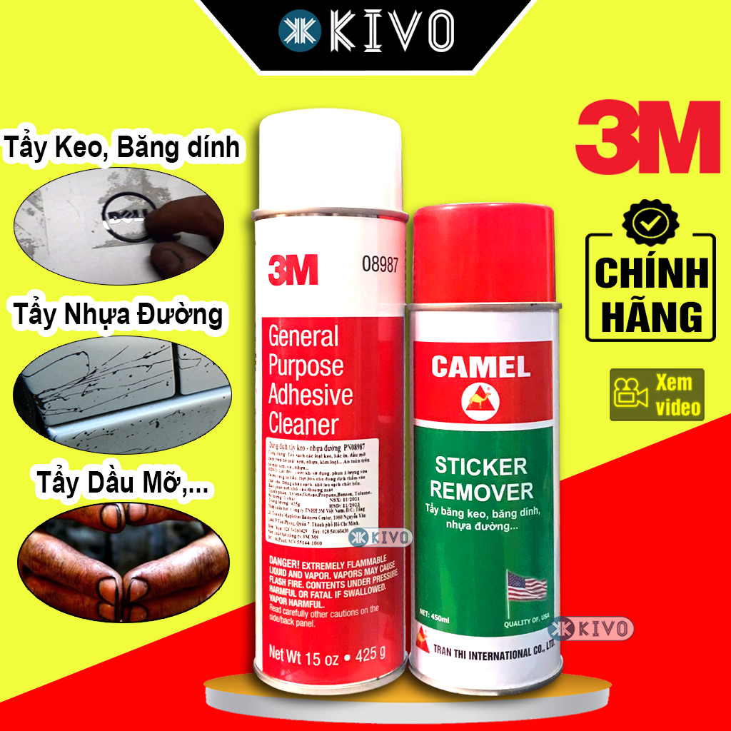 Chai Xịt Tẩy Keo 3M General Purpose Adhesive 08987 425G/ CAMEL 450ML - Bình Xịt Tẩy Rửa Đa Năng - Chai Xịt Tẩy Rửa Dầu Mỡ- Dung Dịch Tẩy Nhựa Đường 3M - Dung Dịch Tẩy Keo 3M- KIVO