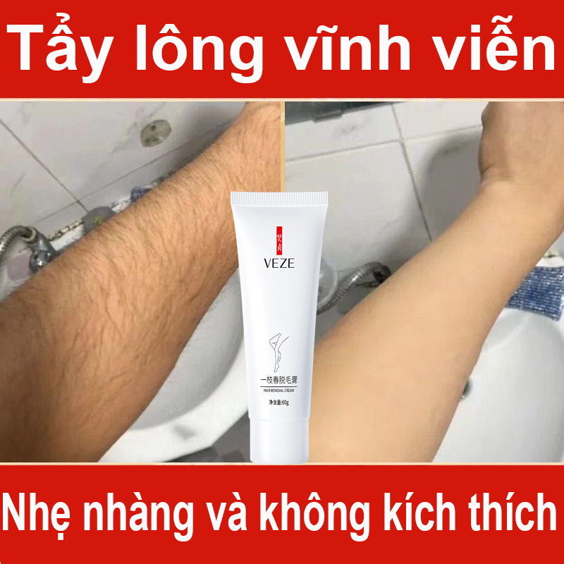 (Tẩy lông vĩnh viễn)Kem tẩy lông nhanh Kem tẩy lông không đau 60g Nhanh chóng tẩy lông nách chân cánh tay tẩy lông kem cho nam giới phụ nữ