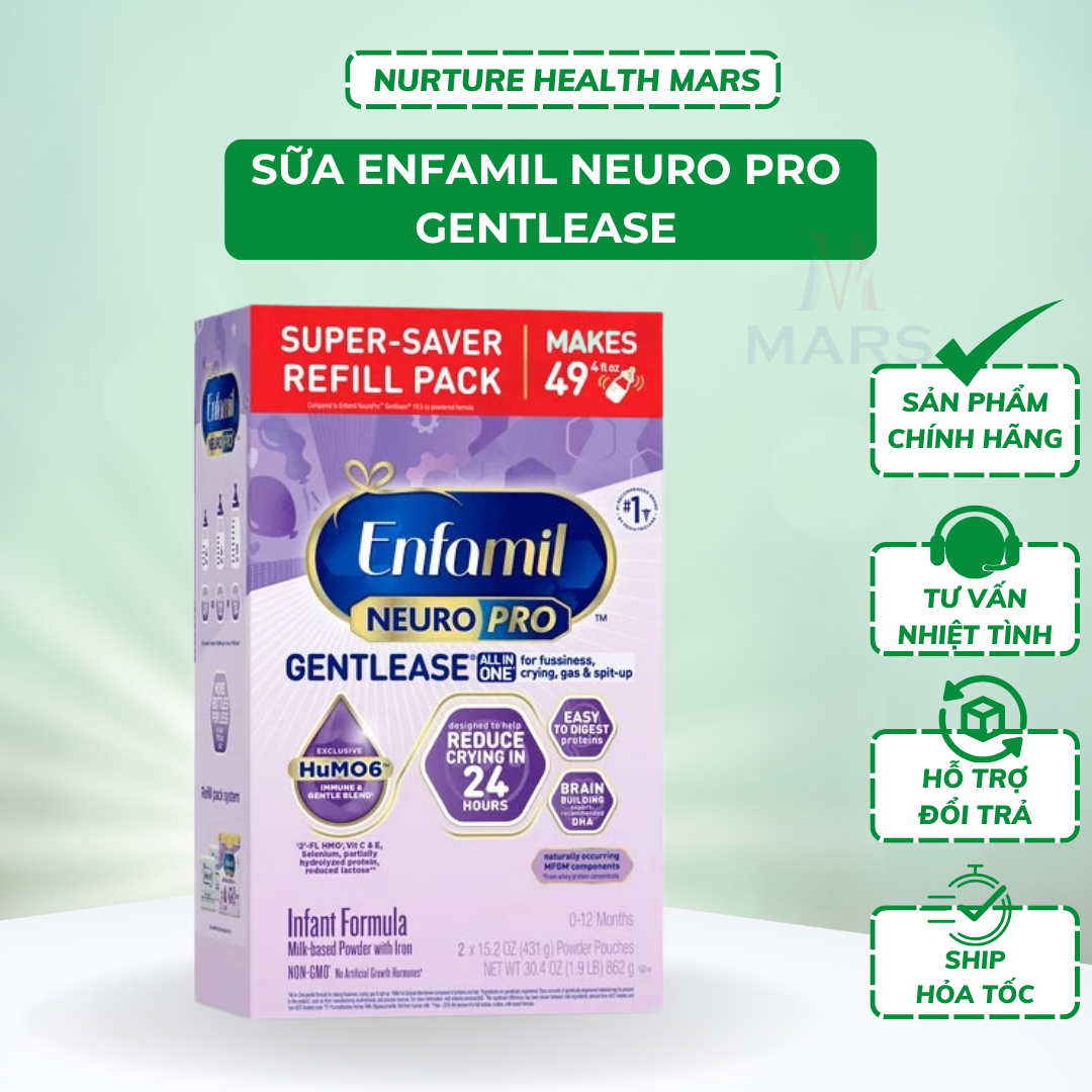 Sữa Bột Enfamil Neuro Pro Gentlease Dành Cho Bé Bị Nôn Trớ Khóc Đêm, Sữa Enfamil Tím Của Mỹ