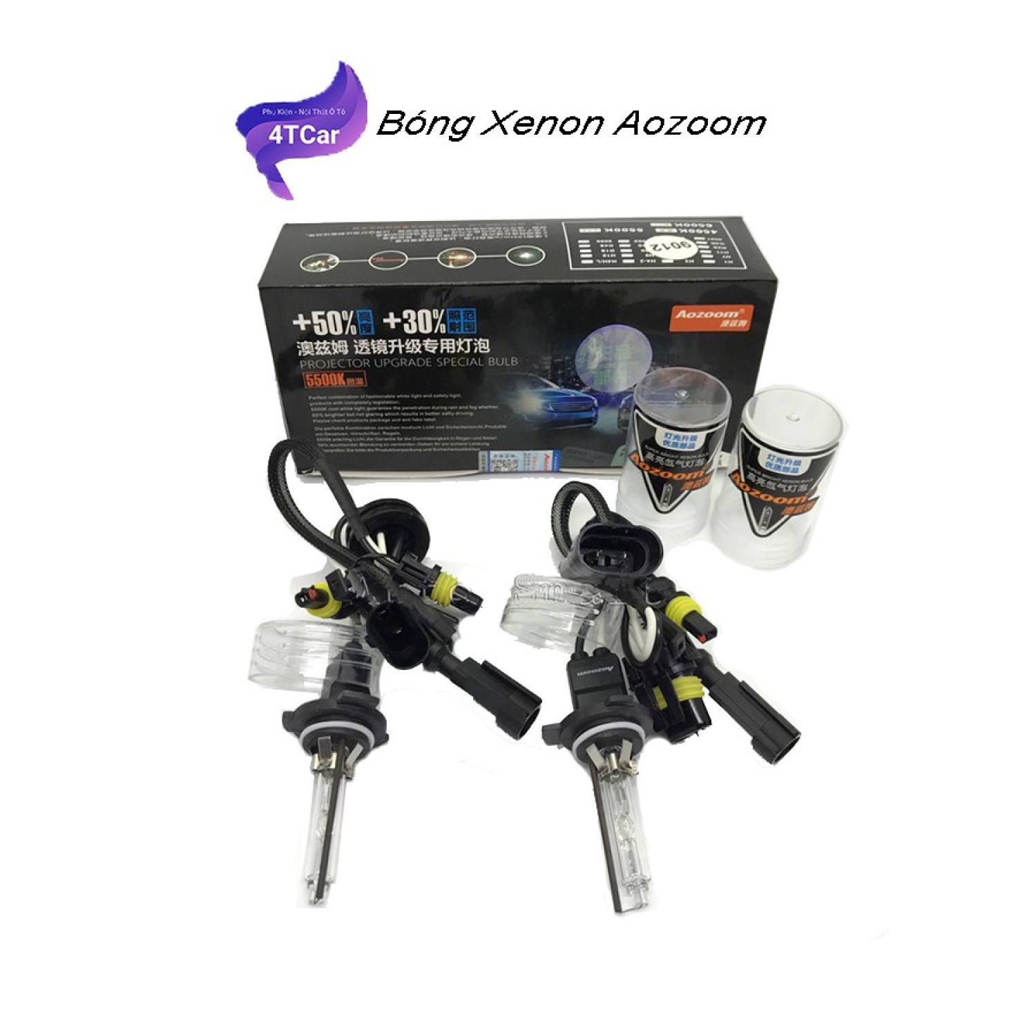 Cặp 2 bóng đèn xenon aozoom - chân bóng h1 - h4 - h7 - h11 - 9005 hoặc 9006 - bảo hành 24 tháng