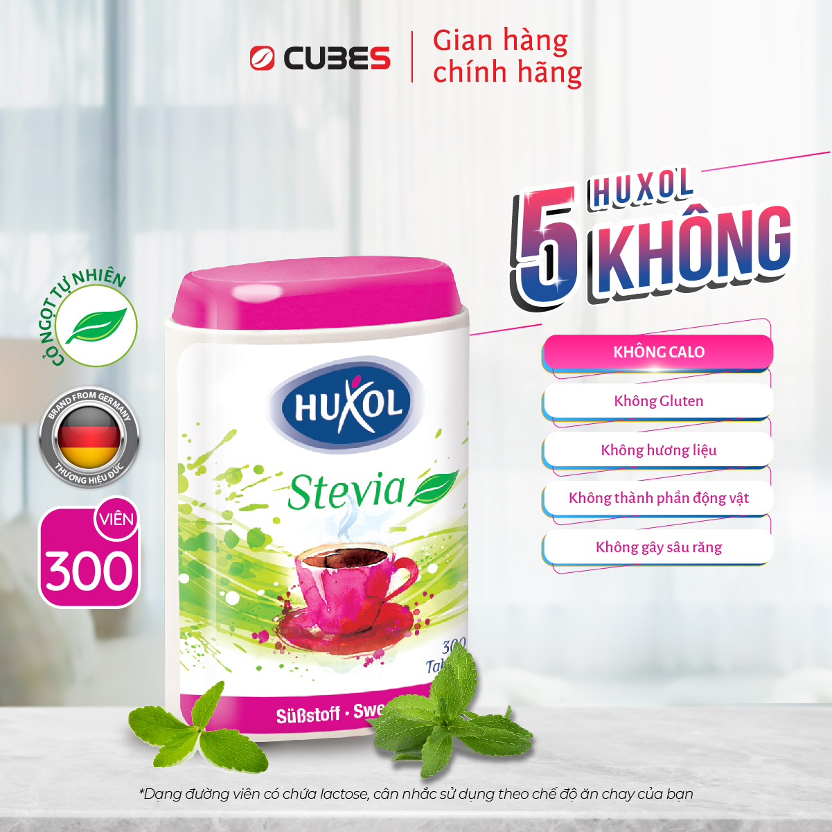 Combo Đường Ăn Kiêng Sweetener Huxol Cỏ Ngọt Stevia 300 viên - Nhập khẩu từ Đức - Dành cho người tiểu đường, giảm cân, cao huyết áp