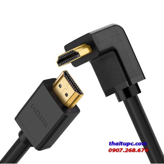 Cáp hdmi 3 mét tròn, bẻ góc 90 độ ugreen 10122
