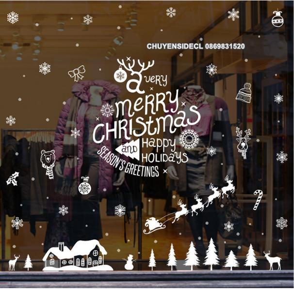 [HCM]Decal trang trí tường Noel - Chữ Merry Christmas Trắng 02