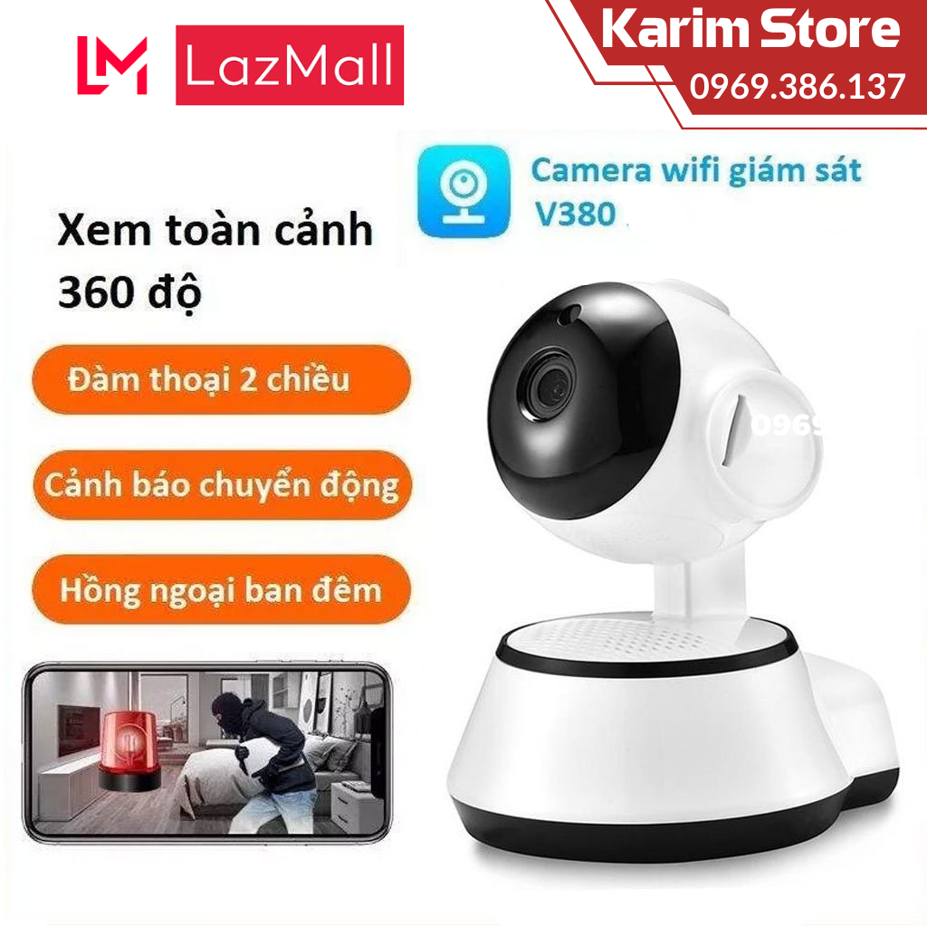 Camera ip giám sát xoay 360 độ kết nối wifi v380