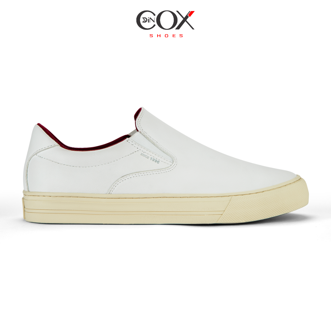 Giày lười da nam slip on dincox c38 white