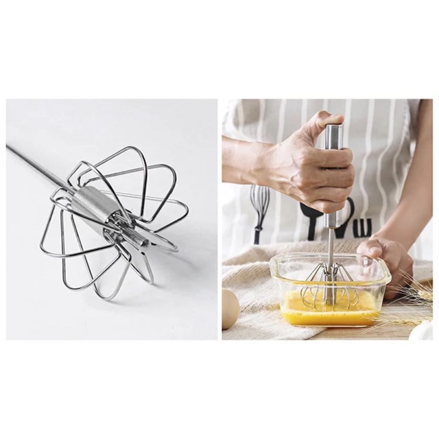 Cây Đánh Trứng Inox Có Trục Xoay Tự Động Tiện Dụng
