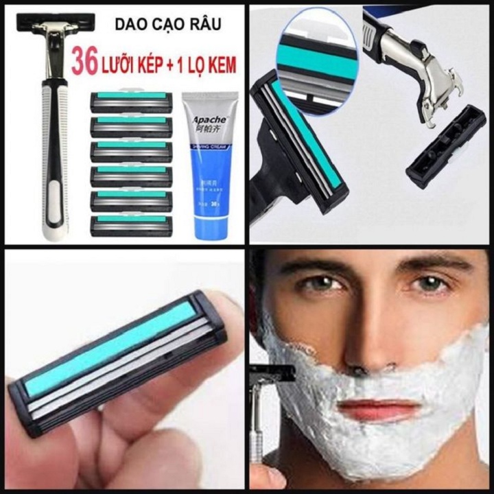 Bộ Dao Cạo Râu 38 Món Kèm Cán Và Kem