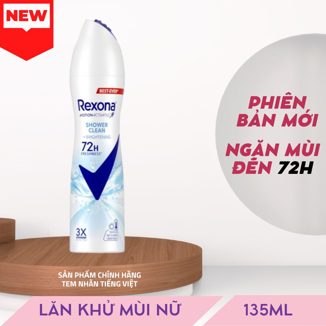 Xịt khử mùi rexona khô thoáng mát lạnh sảng khoái suốt 72h dành cho nữ 135ml