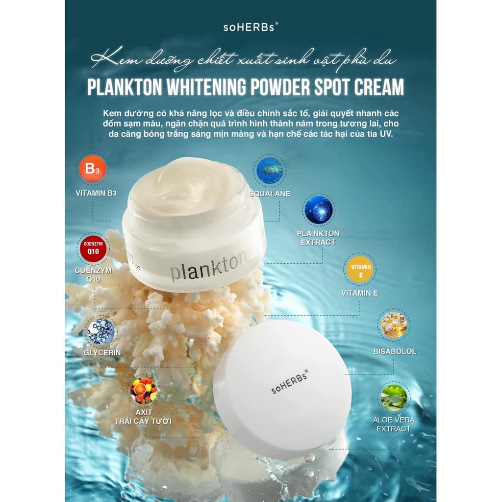 Kem lót dưỡng face plankton soherbs giảm nám, tàn nhang, dưỡng trắng da, chống lão hóa