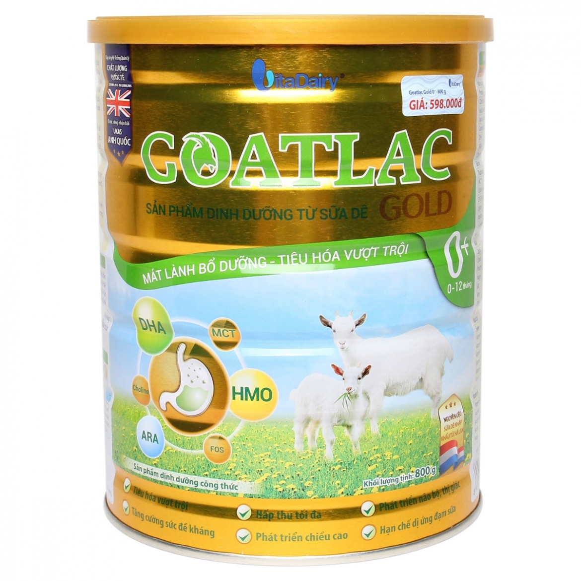 Sữa Dê GOATLAC Gold 0+ 800G trẻ từ 0-12 tháng