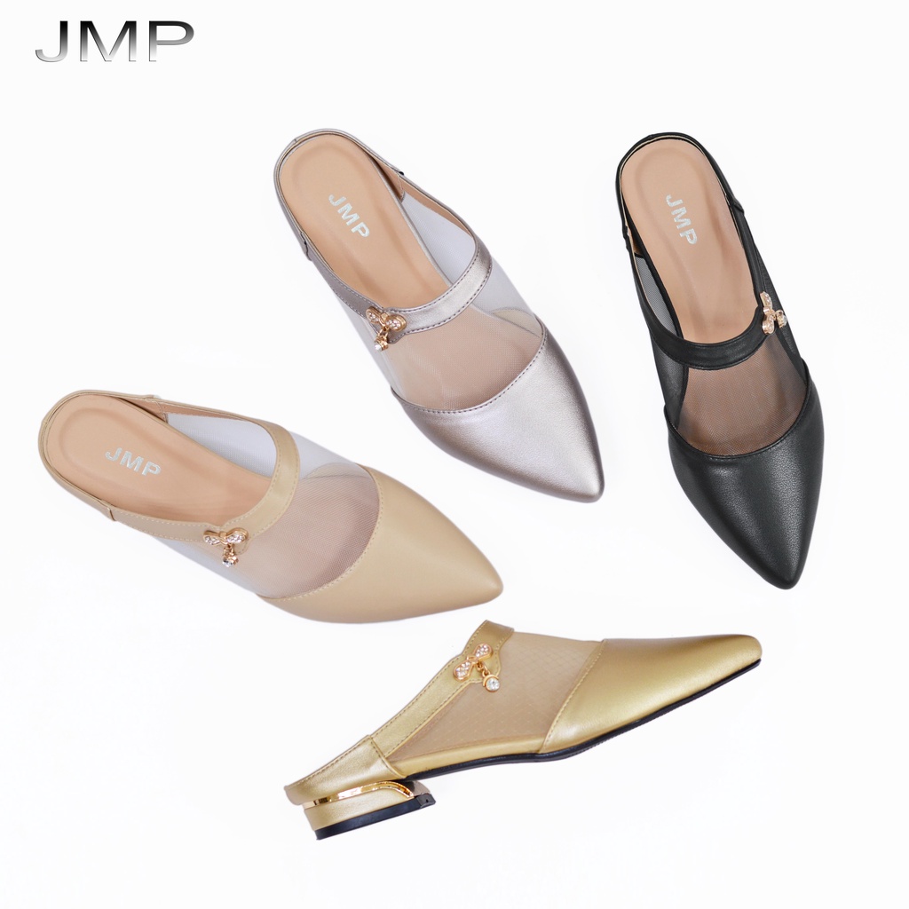 Jmp - dép sục cao gót phối lưới trẻ trung cao 2cm - ch21