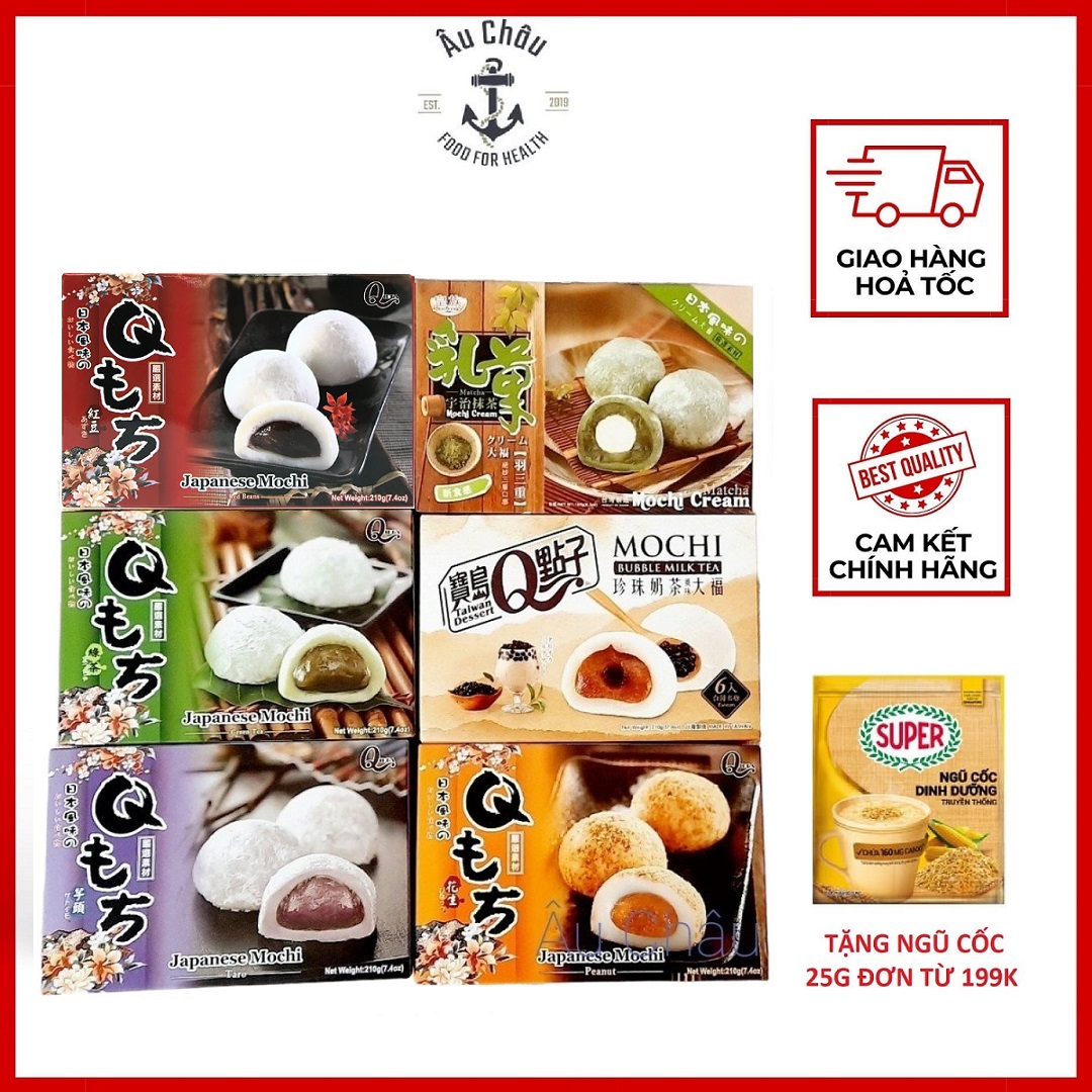 Bánh Đài Loan mochi trà sữa, khoai môn, trà xanh, đậu đỏ Royal Family Taiwan 210g 6 bánh