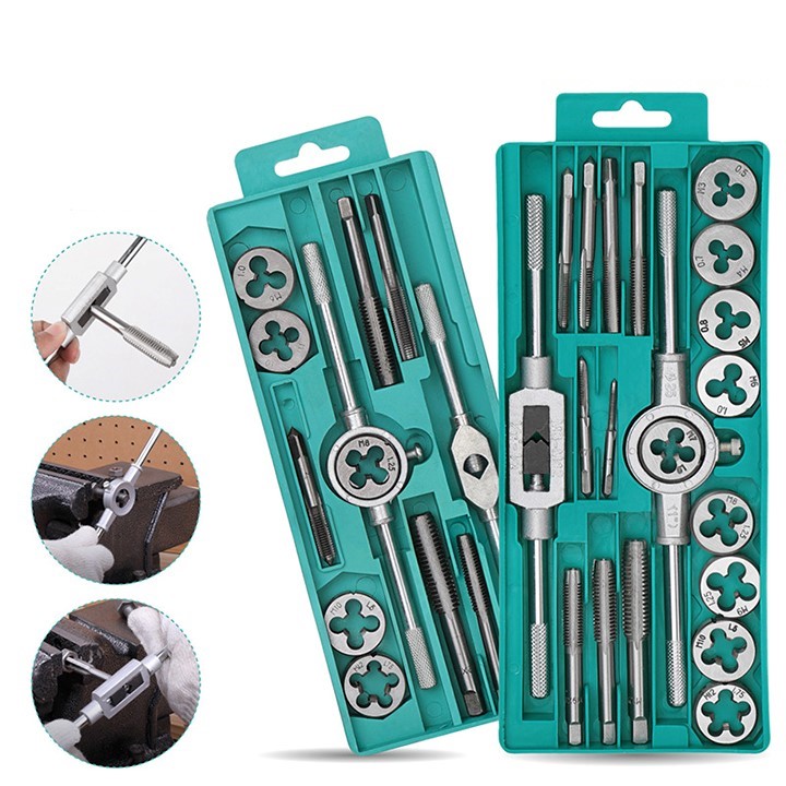 Bộ taro tạo ren đai ốc_ Bộ ta rô ren răng trong và ngoài 8 đến 20 chi tiết