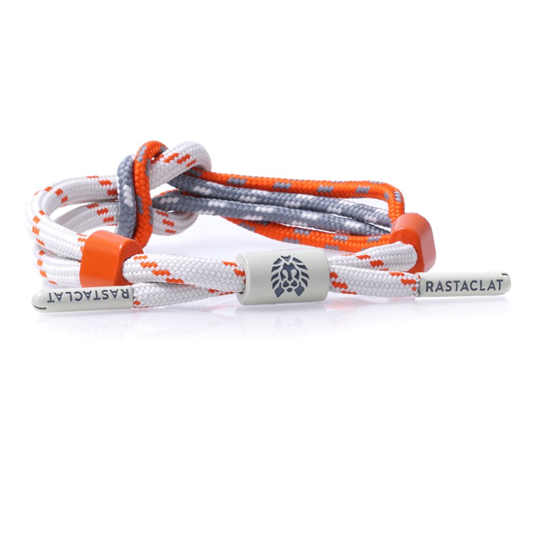 Vòng tay Rastaclat BOWLINE dây thắt trắng phối cam xám nhạt RAS11200103