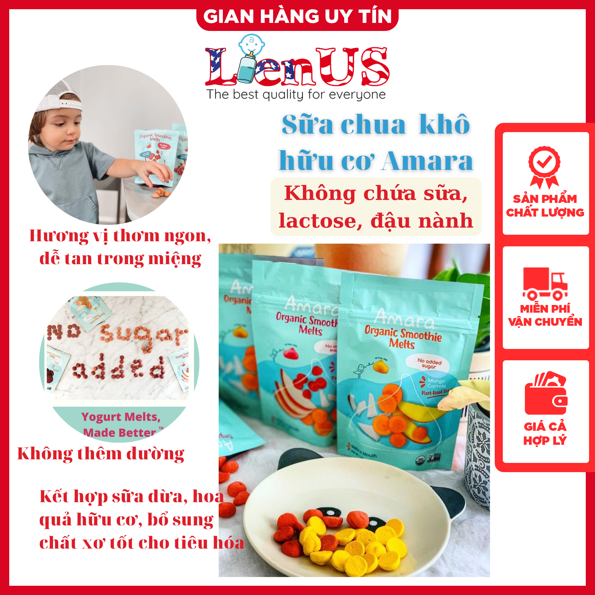Sữa Chua Khô hữu cơ thuần chay Amara cho bé