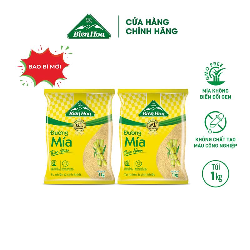 [Túi 1KG]Combo 2 Túi Đường mía thiên nhiên Biên Hòa 1kg/túi