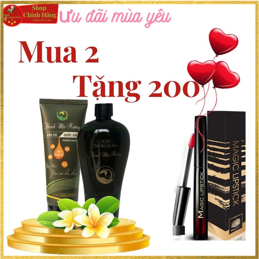 [HCM][CHÍNH HÃNG] COMBO GỘI VÀ XẢ THẢO DƯỢC THANH MỘC HƯƠNG HCM HẾT NẤM HẾT GÀU HẾT NGỨA MỌC TÓC NGAY TẠI NHÀ. TẶNG KÈM SON MAGICSKIN TRỊ GIÁ 209K KHI MUA COMBO