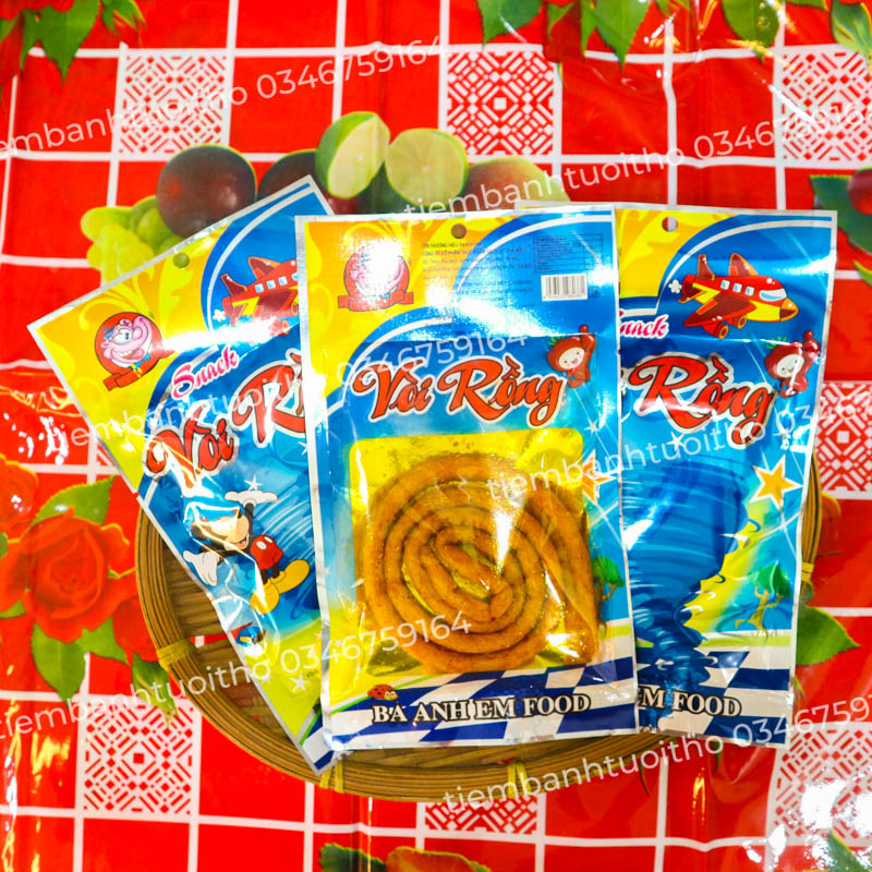 Snack que cay ăn vặt bim bim vòi rồng dai thơm đủ vị
