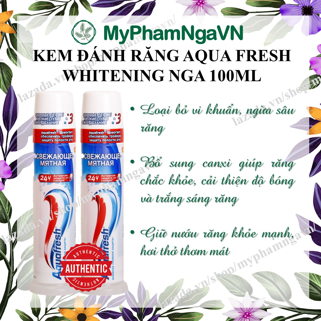 Kem Đánh Răng AQUA FRESH WHITENING Dạng Ống 100ml Nga